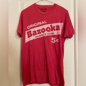 Vintage Bazooka Bubble Gum Distressed Red Short Sleeve T-Shirt Size S